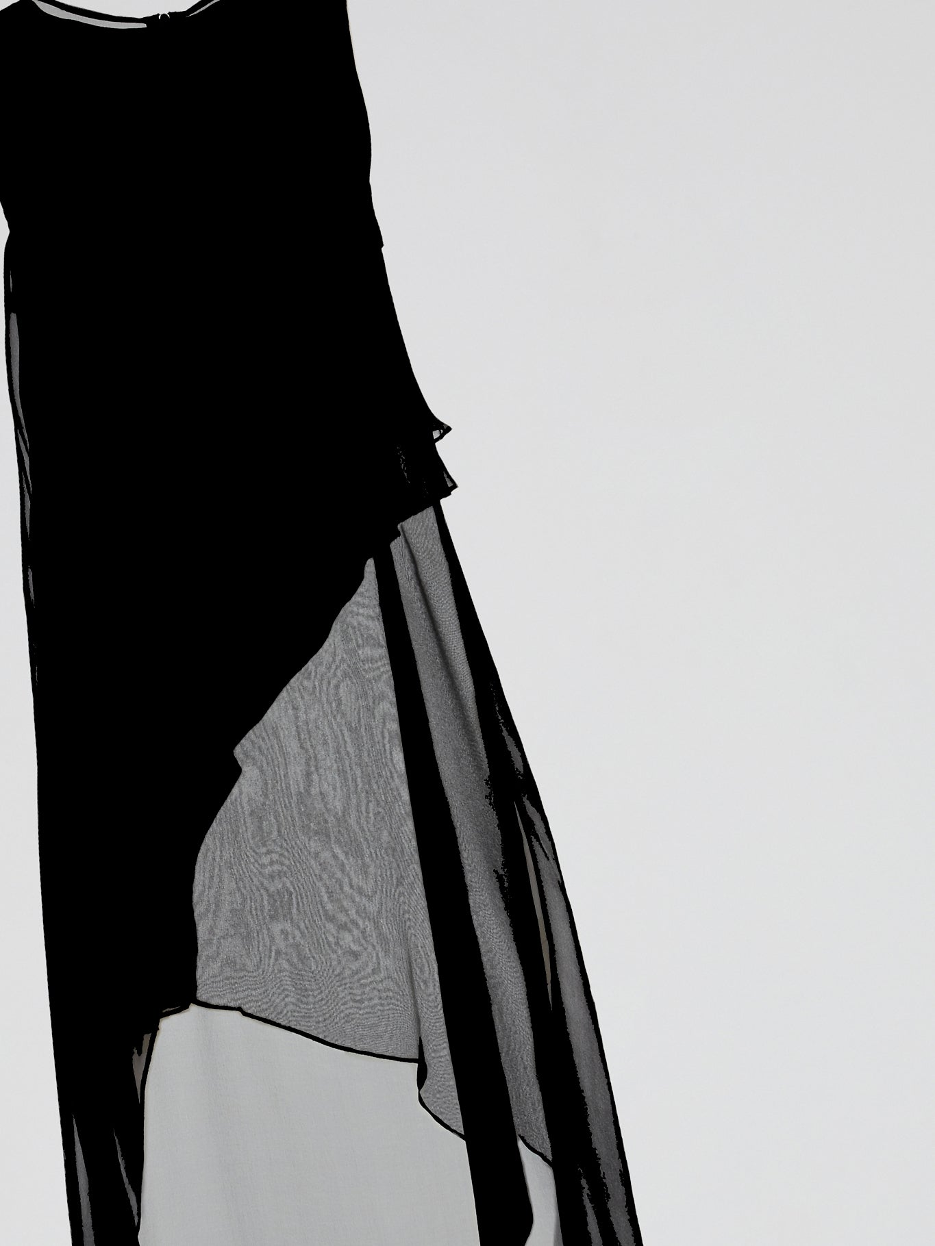 Black Sheer Layered Asymmetric Maxi Dress