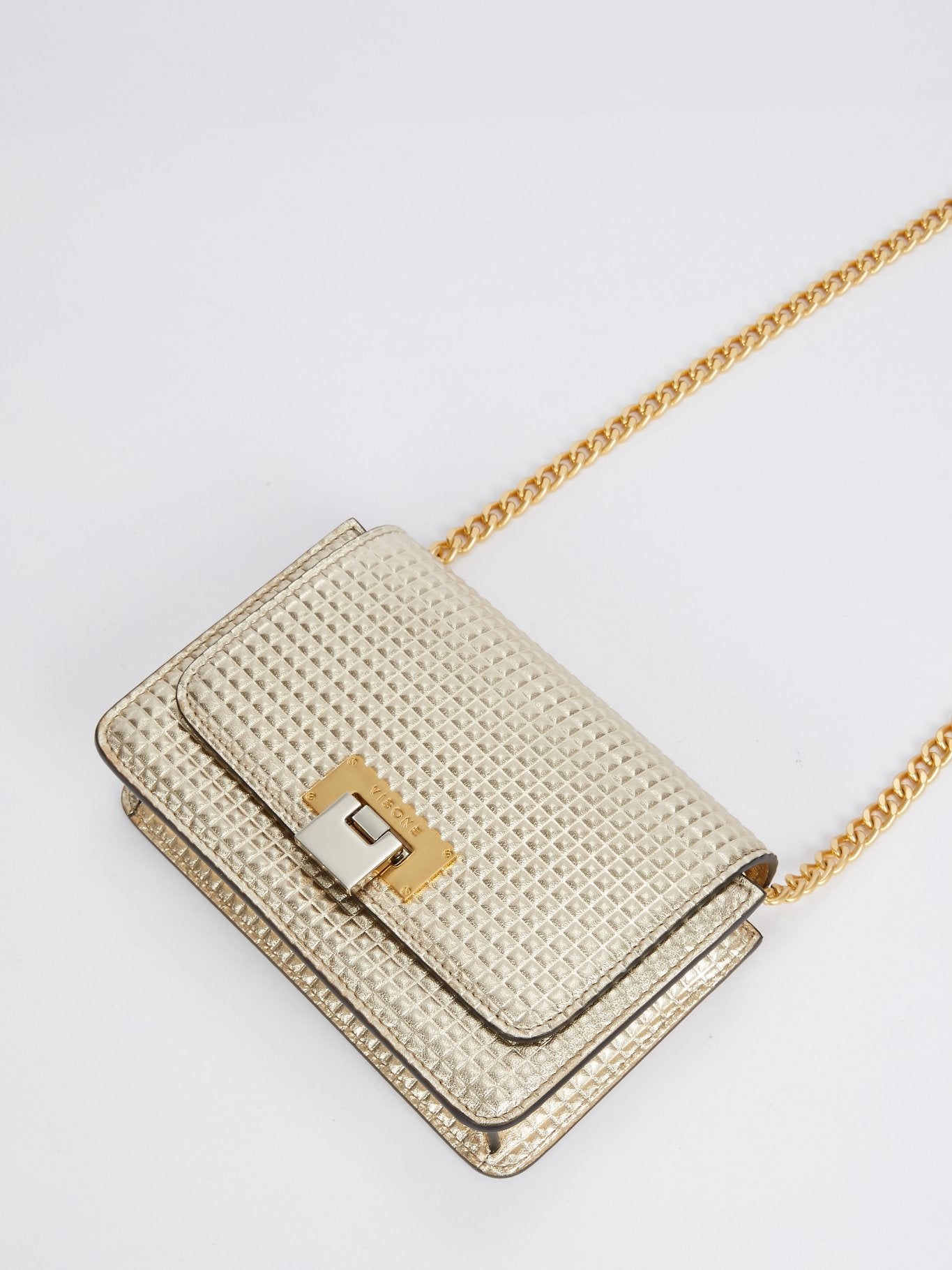 Маленькая кожаная сумка золотого цвета Lizzy