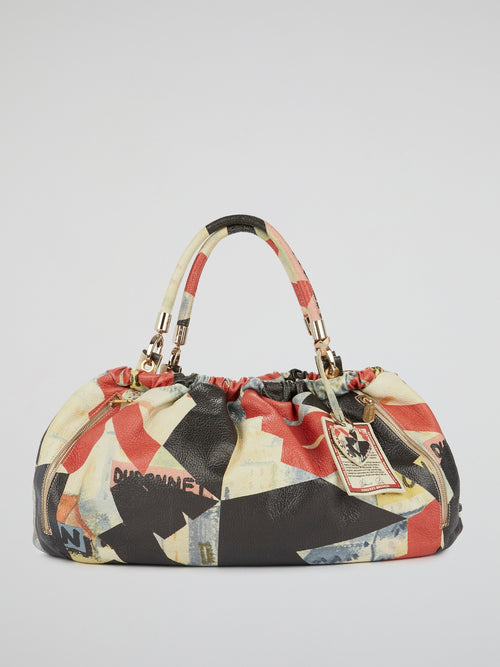 Overall Patterned Drawstring Handbag