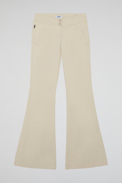 Beige Chic High-Waist Flare Pants