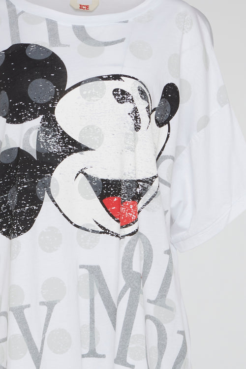 White Retro Mickey Mouse Dot Tee