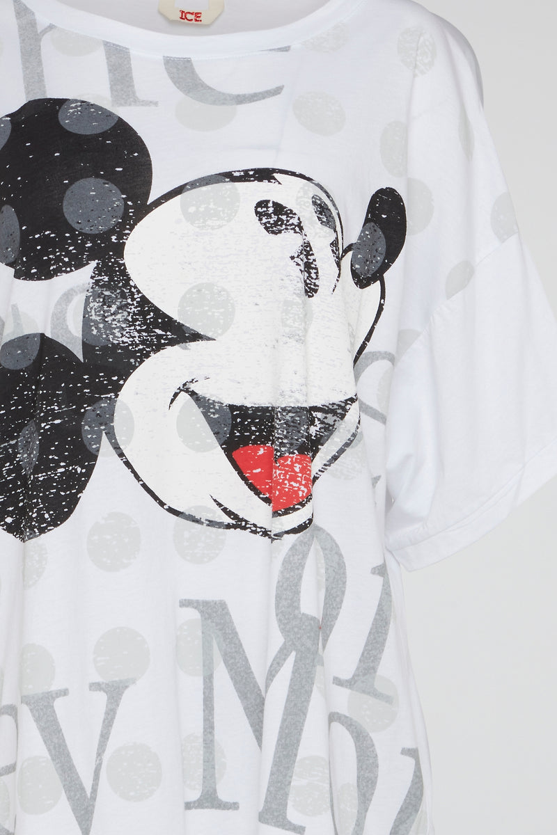 White Retro Mickey Mouse Dot Tee