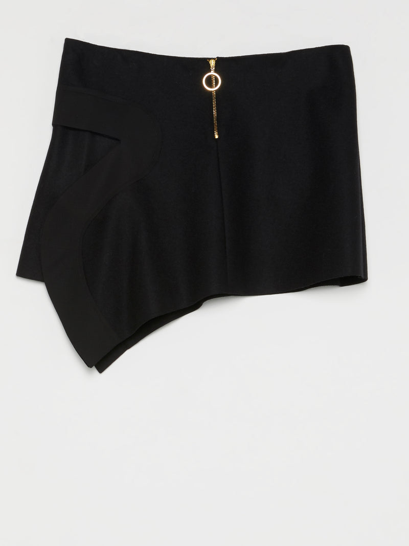 Black Flap Mini Skirt