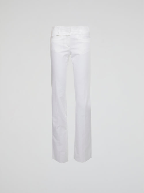 White Straight Cut Pants