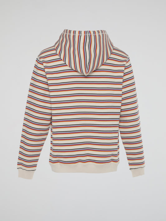 Cream Multi Stripe Hooded Sweatshirt