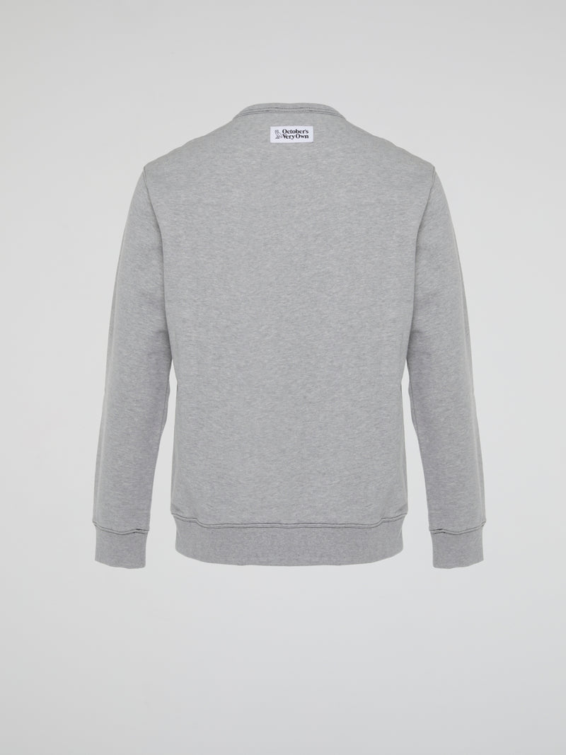 Grey Contrast Stitch Long Sleeve Crewneck T-Shirt