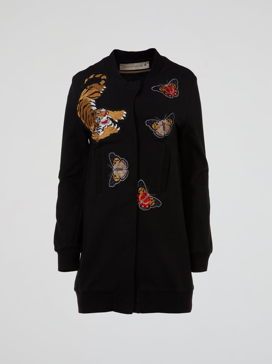 Black Embroidered Cardigan