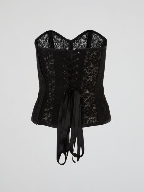 Black Midnight Lace-Up Bustier Corset
