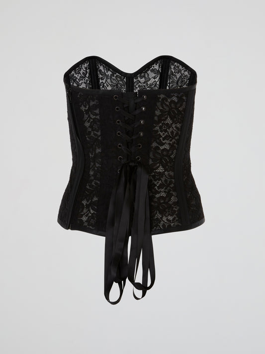 Black Midnight Lace-Up Bustier Corset