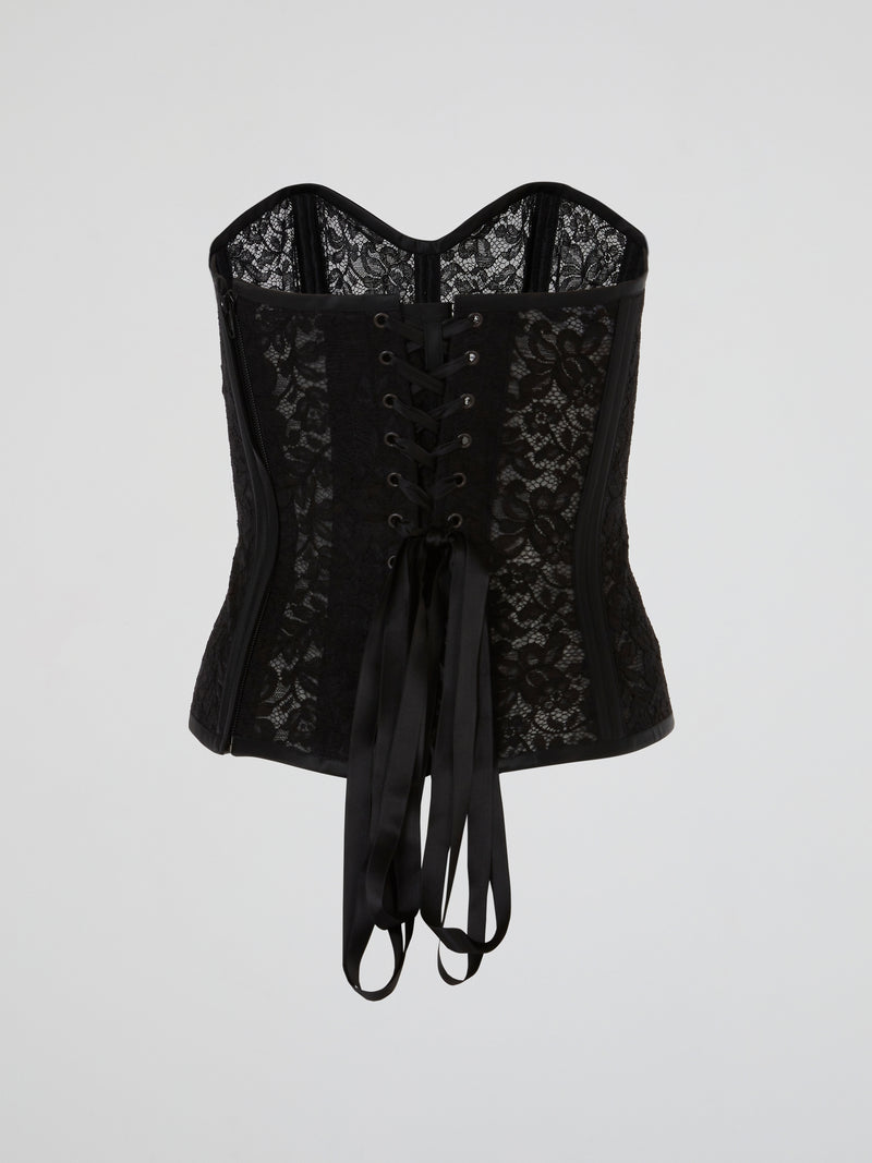 Black Midnight Lace-Up Bustier Corset