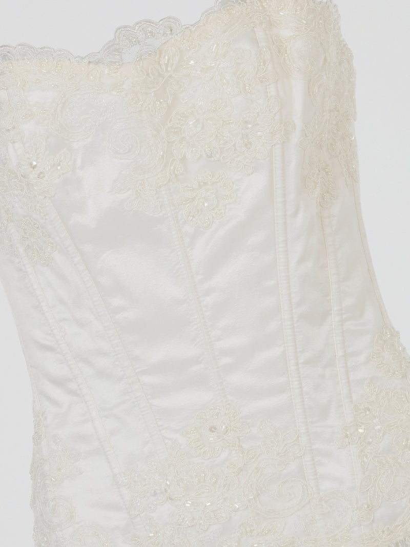 White Pearl Embroidered Corset Top