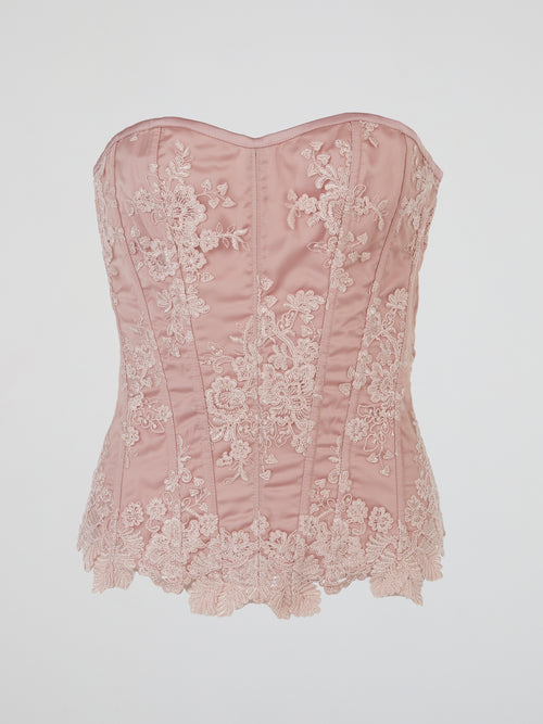 Pink Blush Embroidered Corset Top