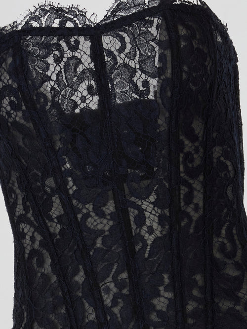 Navy Lace Sheer Corset Top