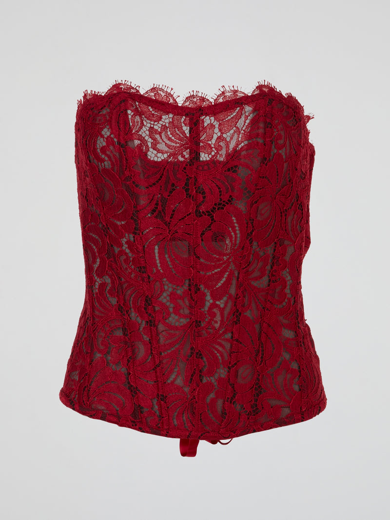 Red Lace Sheer Corset Top