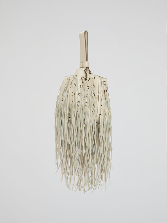 White Ivory Fringe Wristlet Bag