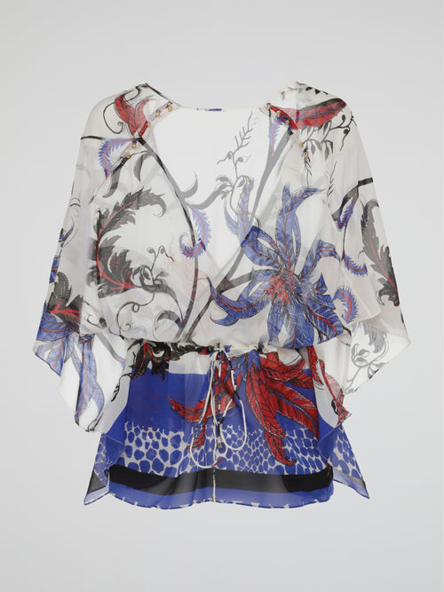 Scarlet Breeze Sheer Wrap Kaftan Top