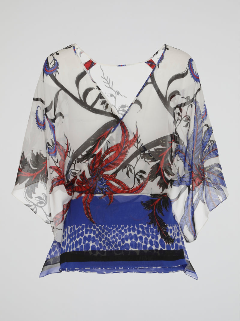 Scarlet Breeze Sheer Wrap Kaftan Top