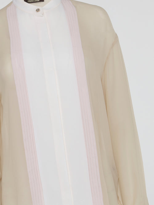 Colour Block Band Collar Shirt