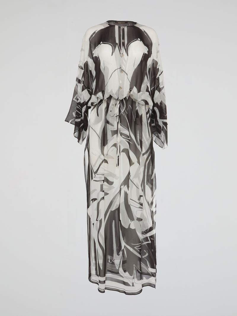 Monochrome Mirage Sheer Kaftan