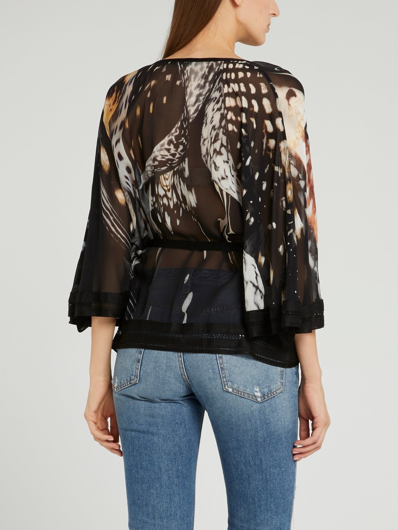 Black Printed Sheer Blouse