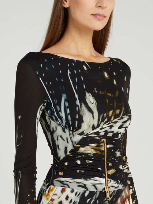 Black Butterfly Effect Bateau Dress