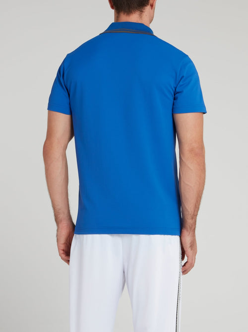 Blue Knitted Logo Polo Shirt