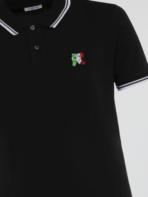 Black Contrast Trim Polo Shirt