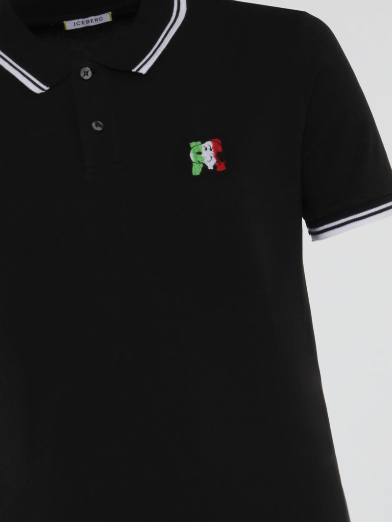 Black Contrast Trim Polo Shirt