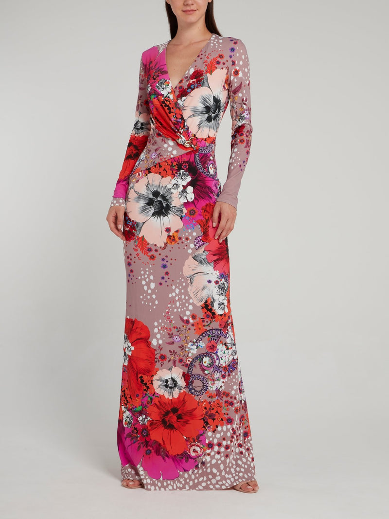 Corsage Surplice Maxi Dress