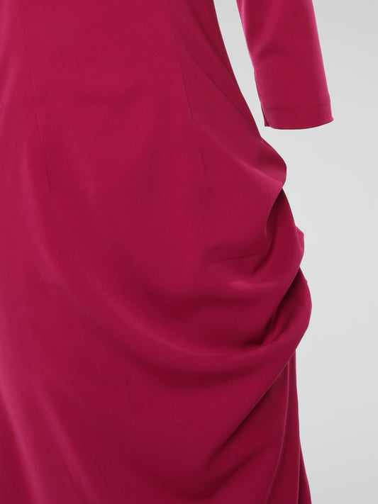 Pink Half Sleeve Evening Dress