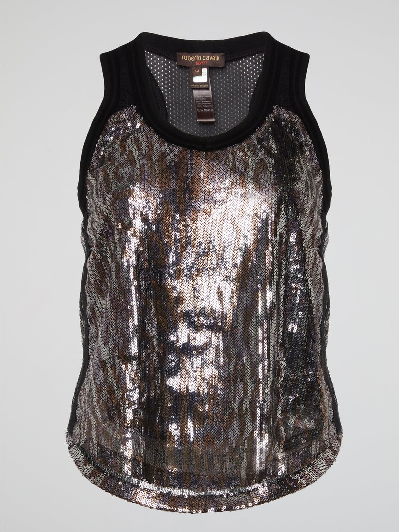 This Sleeveless Sequin Top by Roberto Cavalli is an absolute showstopper, shimmering and shining with every movement you make. The intricate sequin detailing exudes luxury and sophistication, perfect for a night out on the town. Make a statement and turn heads wherever you go with this stunning and unique piece from Roberto Cavalli.