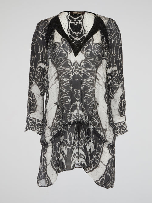 Shadow Mirage Embellished Sheer Kaftan