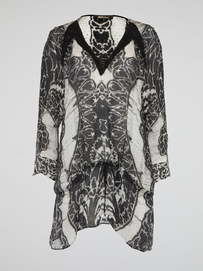 Shadow Mirage Embellished Sheer Kaftan