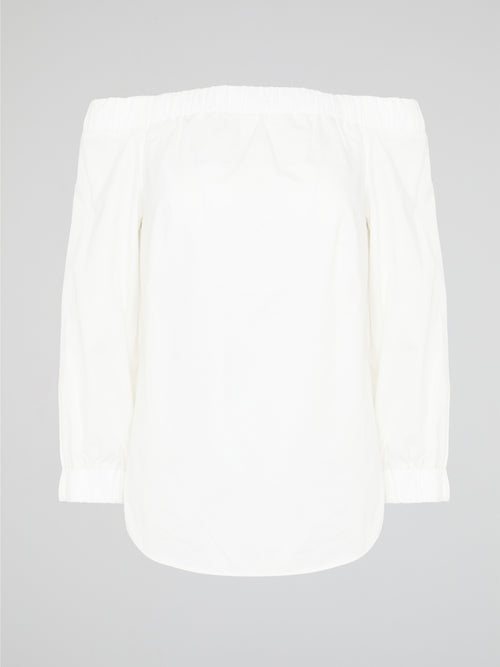 Elevate your summer wardrobe with our White Off-Shoulder Top by Akris Punto. Embrace a touch of effortless elegance as the delicate fabric gracefully drapes off your shoulders, exuding femininity and style. With its versatile design, this top is perfect for both casual outings and special occasions, ensuring you always feel chic and glamorous wherever you go.