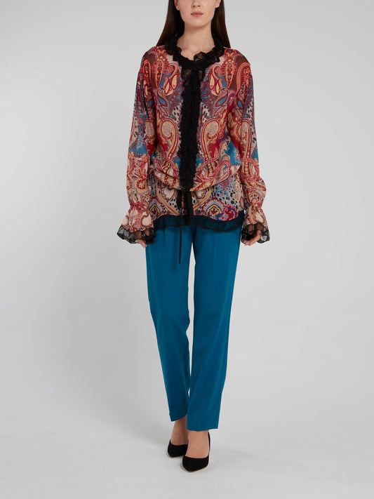 Paisley Print Drop Waist Shirt