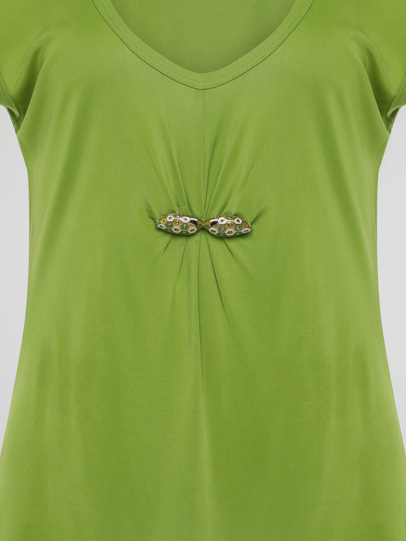 Introducing the Green Scoop Neck Top by Roberto Cavalli, where elegance meets sustainability! Crafted from luxurious eco-friendly materials, this chic piece boasts a flattering scoop neckline and a vibrant green hue that radiates freshness and life. Feel confident and fashion-forward, knowing that this Roberto Cavalli creation not only enhances your style, but also supports a greener future.