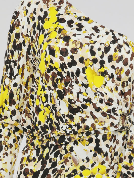 Unleash your fierce and untamed fashion sense with this Yellow Leopard Print Asymmetrical Dress by Roberto Cavalli. Designed to make a bold and confident statement, the dress boasts a striking yellow leopard print pattern that exudes both elegance and audacity. Its asymmetrical silhouette adds a touch of modern flair, ensuring you'll stand out in any crowd as the epitome of stylish versatility.