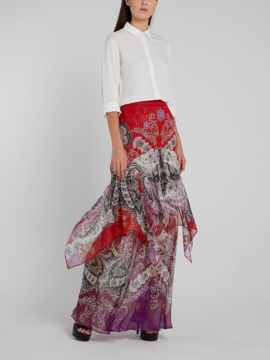 Paisley Print Flared Maxi Skirt