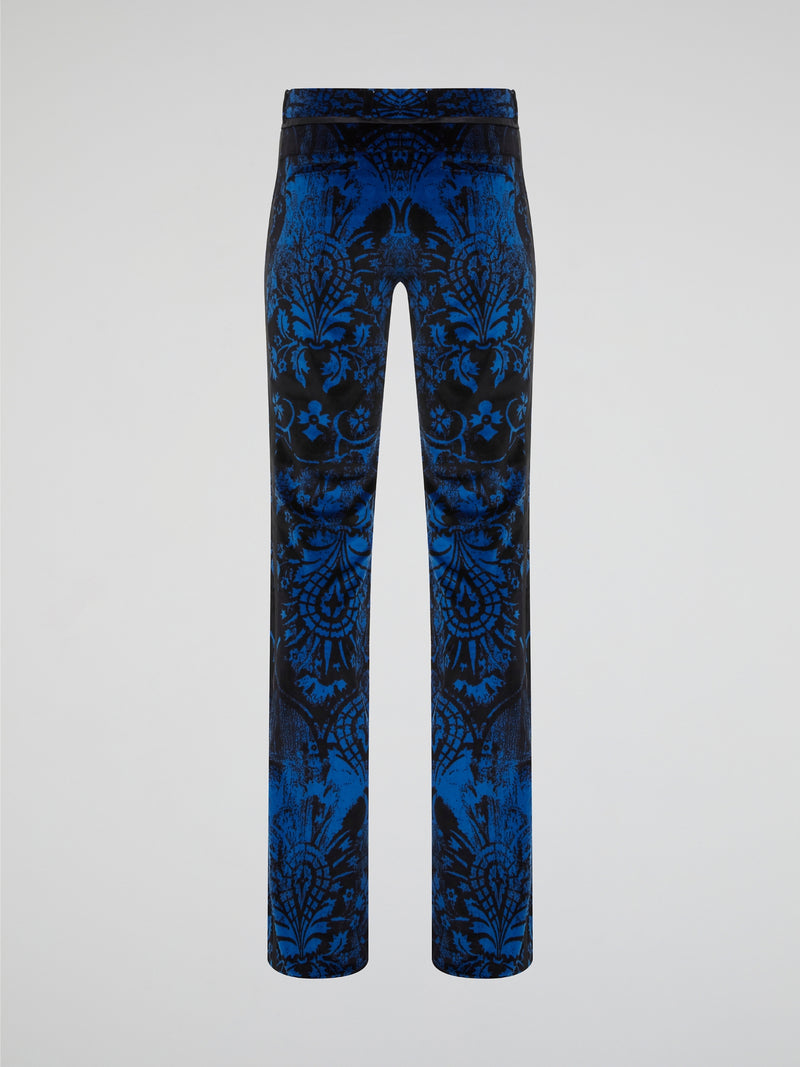 Step out in style with these statement Blue Printed Skinny Trousers from Roberto Cavalli, designed to turn heads wherever you go. The intricate print adds a touch of sophistication to any outfit, while the form-fitting silhouette hugs your curves in all the right places. Elevate your wardrobe with these must-have trousers that exude luxury and high-fashion flair.
