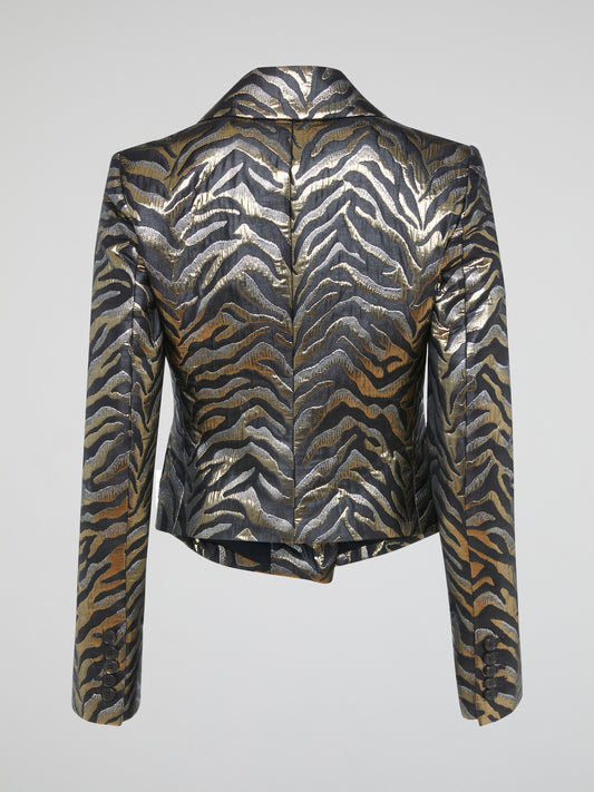 Step up your style game with this stunning Roberto Cavalli Animal Print Leather Blazer. Crafted from high quality leather, this statement piece features a bold animal print that is sure to turn heads wherever you go. With its luxurious feel and trendy design, this blazer is the perfect addition to any fashion-forward wardrobe.