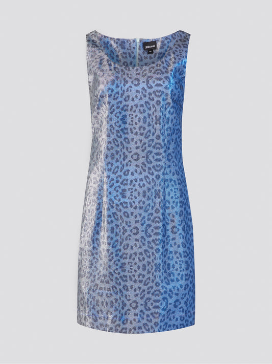 Unleash your wild side in this fierce Blue Leopard Print Sheath Dress from Just Cavalli. The bold blue color and striking leopard print pattern make this dress a standout piece for any occasion. With its figure-hugging silhouette and confident attitude, you'll feel like the queen of the concrete jungle in this stunning dress.