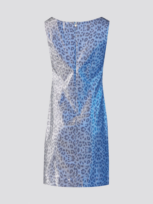 Unleash your wild side in this fierce Blue Leopard Print Sheath Dress from Just Cavalli. The bold blue color and striking leopard print pattern make this dress a standout piece for any occasion. With its figure-hugging silhouette and confident attitude, you'll feel like the queen of the concrete jungle in this stunning dress.