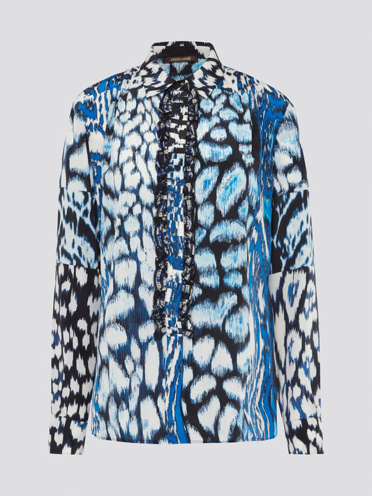 Indulge your wild side with this fierce Animal Print Long Sleeve Shirt from Roberto Cavalli. The striking design is sure to turn heads and make a bold fashion statement. Crafted from luxurious materials, this shirt is not only stylish but also incredibly comfortable to wear.