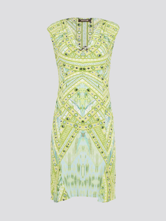 Embrace your inner goddess with this stunning Green Printed Sleeveless Dress from Roberto Cavalli. The intricate floral pattern and bold green hue will turn heads wherever you go, making you feel like a true fashion icon. Perfect for summer weddings, garden parties, or even a night out on the town, this dress is a must-have for any fashion-forward woman.