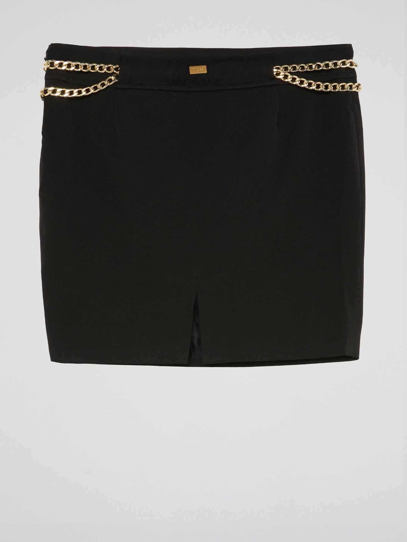 Black Luxe Chain-Embellished Mini Skirt