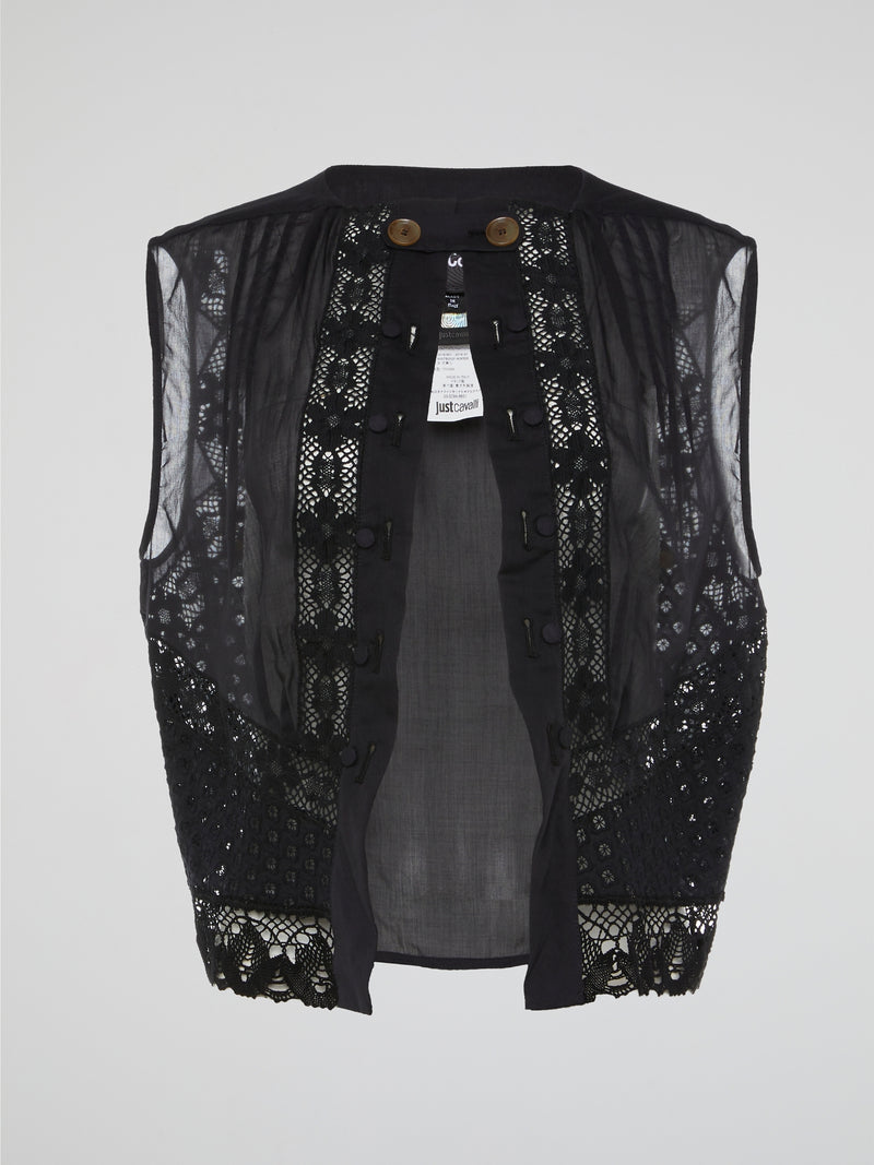 Black Enchantment Sheer Lace Vest