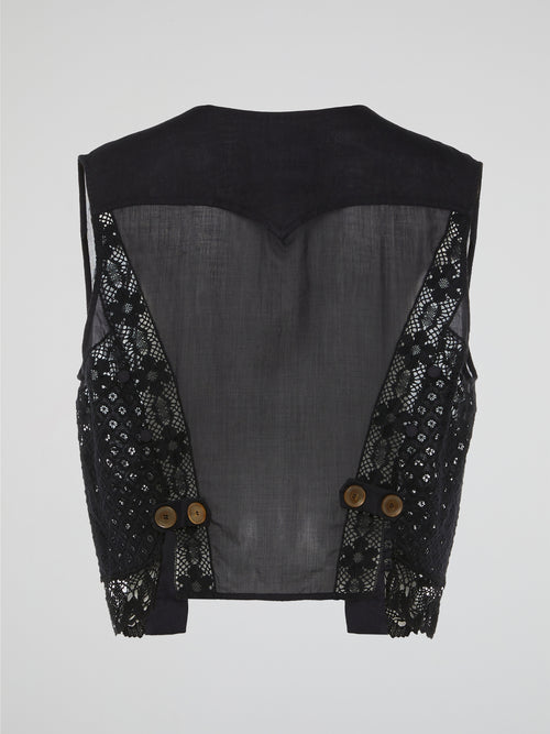 Black Enchantment Sheer Lace Vest