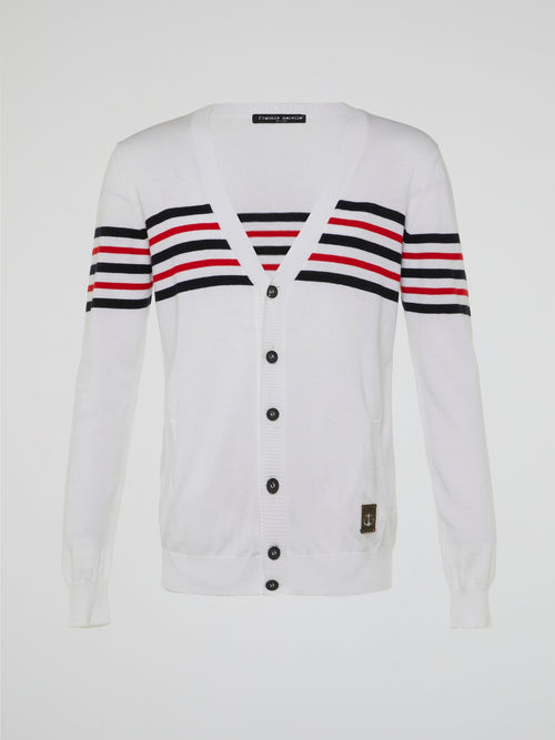 White Nautical Cardigan