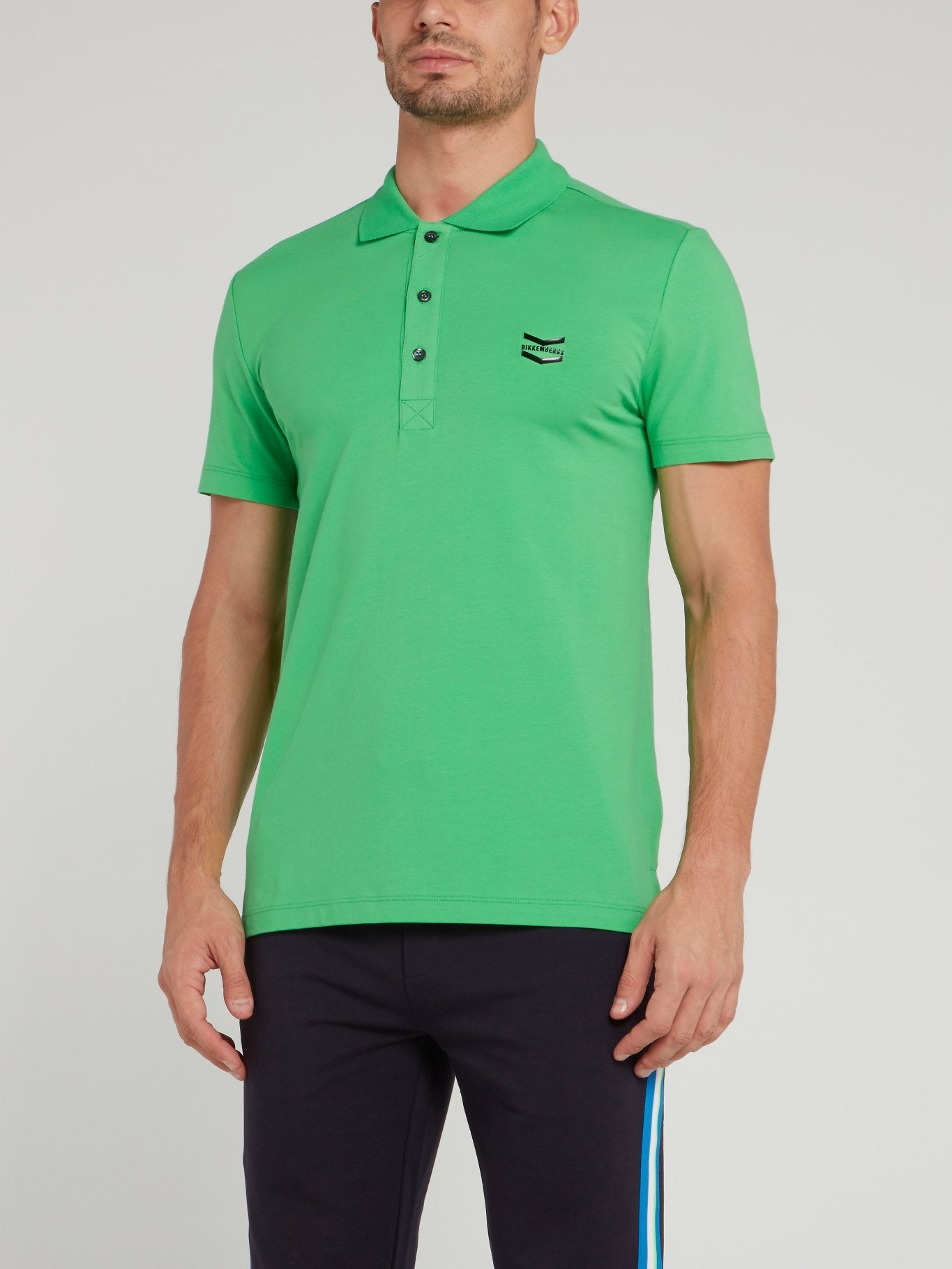 Green Logo Chevron Knitted Polo Shirt