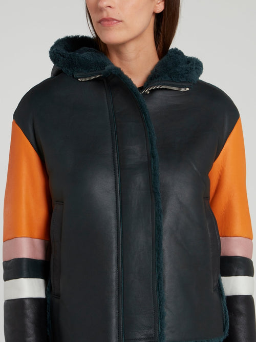 Colour Block Mouton Jacket